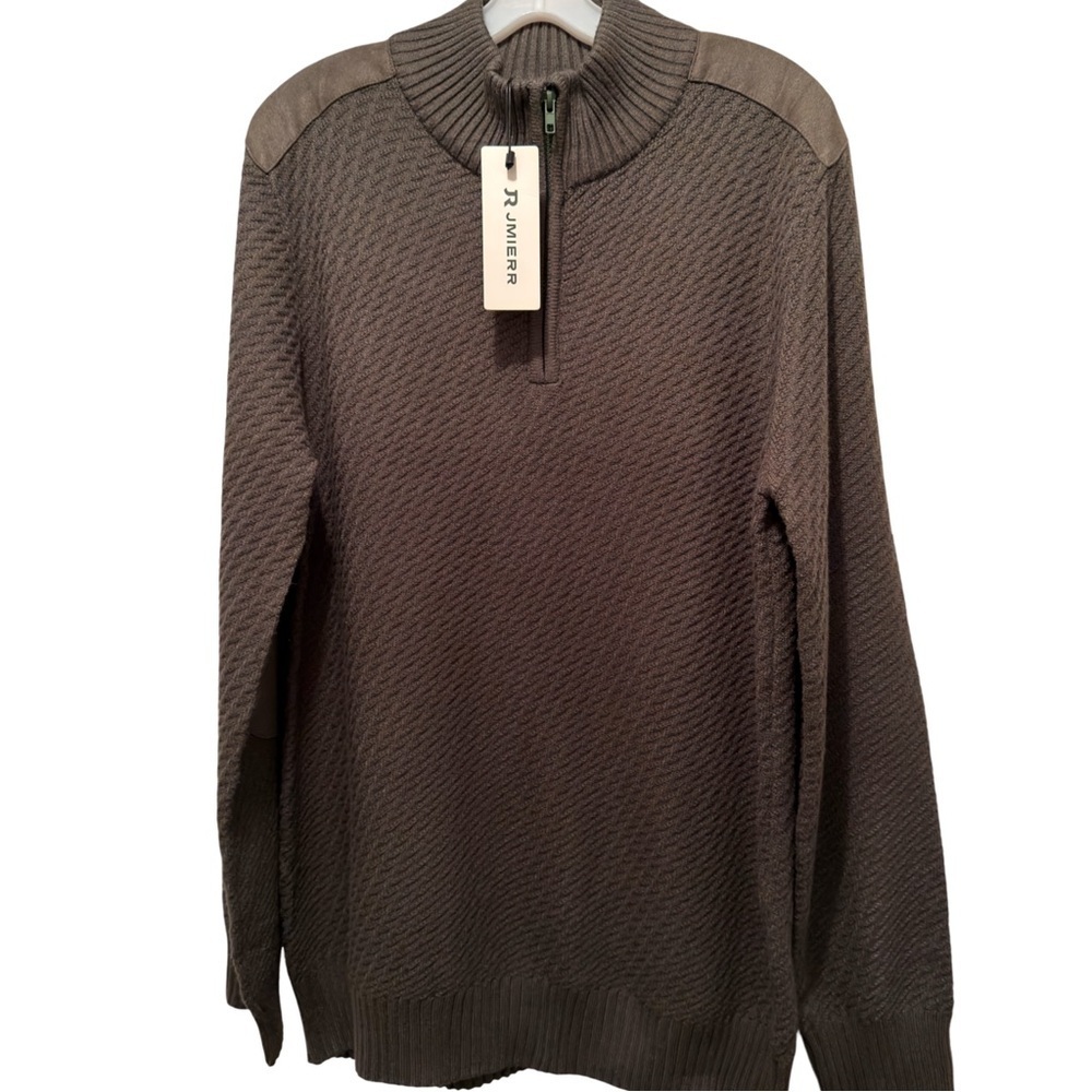 NWT JMIERR Mens Quarter Zip Sweater Long Sleeve Stand Collar Olive Green Size L